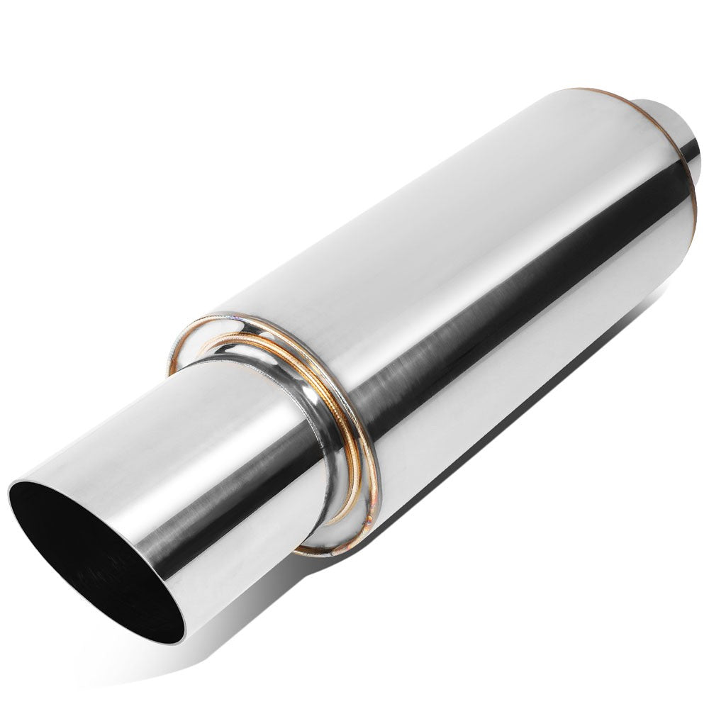 Exhaust Muffler 2.25'' Inlet 3'' Polished Diagonal Cut Tip BFC-MUF-1005-TYA