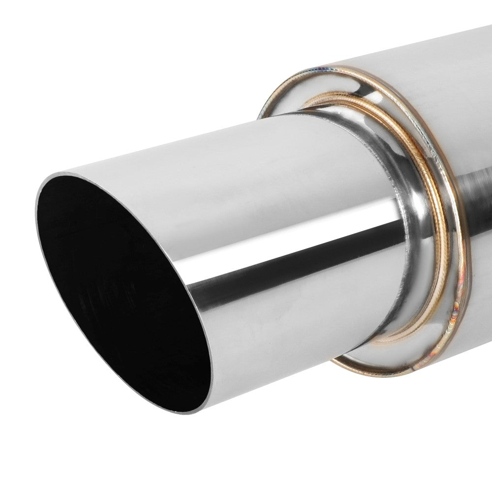 Exhaust Muffler 2.25'' Inlet 3'' Polished Diagonal Cut Tip BFC-MUF-1005-TYA