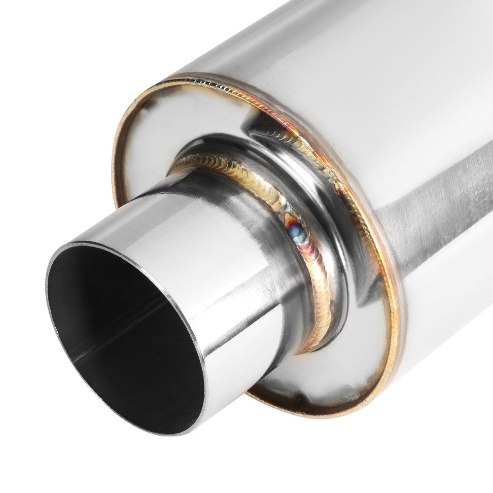 Exhaust Muffler 2.25'' Inlet 3'' Polished Diagonal Cut Tip BFC-MUF-1005-TYA