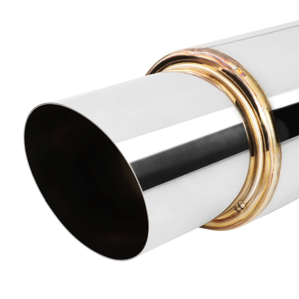 Exhaust Muffler 2.5'' Inlet 3'' Polished Diagonal Cut Tip BFC-MUF-1006-TYA