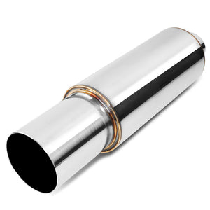 Exhaust Muffler 2.5'' Inlet 3'' Polished Straight Cut Tip BFC-MUF-1006-TYB