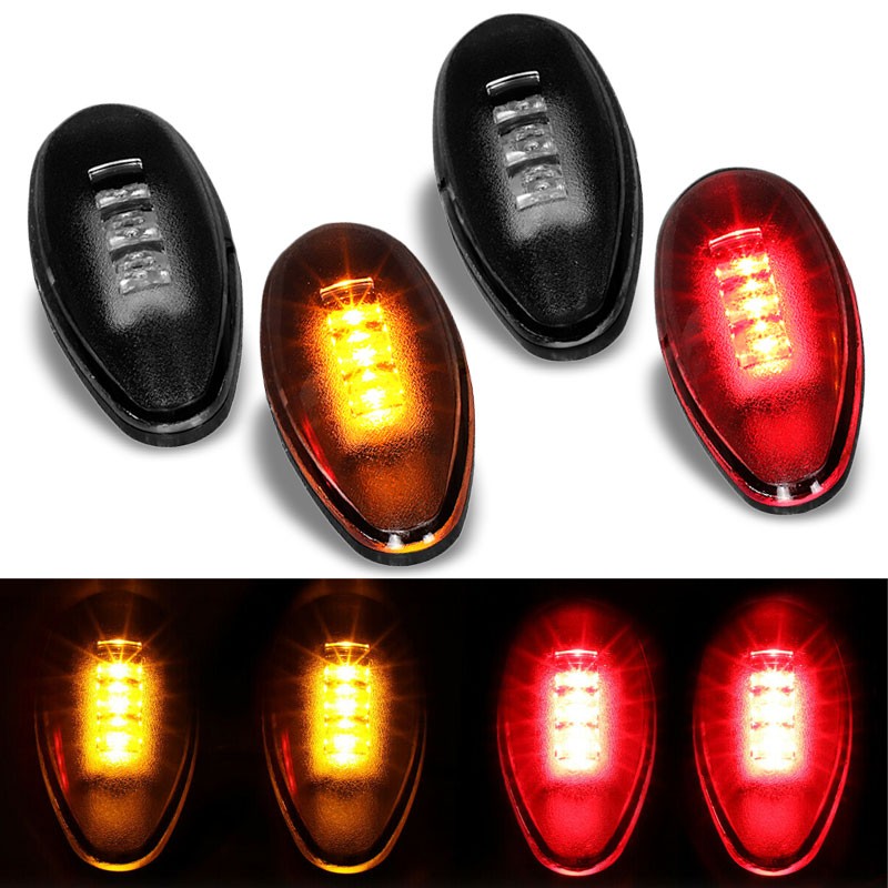4x Smoke LED Side Marker Light For 01-14 GMC Sierra 2500/3500 HD Dually Fender-Lighting-BuildFastCar-BFC-SML-CHV01HD-SM