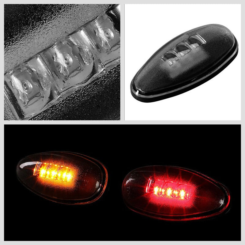 4x Smoke LED Side Marker Light For 01-14 GMC Sierra 2500/3500 HD Dually Fender-Lighting-BuildFastCar-BFC-SML-CHV01HD-SM