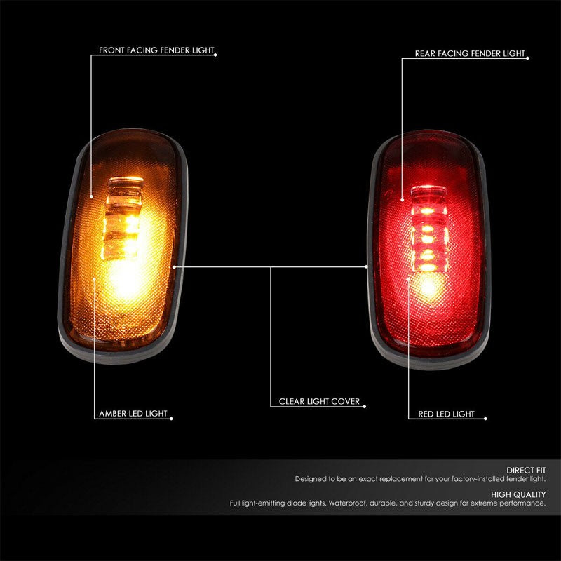 4x Clear LED Clearance Side Marker Light For 03-09 Ram 2500/3500 Dually Fender-Lighting-BuildFastCar-BFC-SML-DOD03RAM-CH