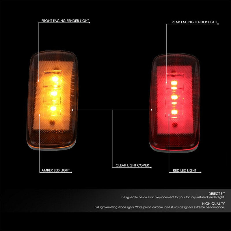 4x Clear LED Clearance Side Marker Light For 10-17 Dodge Ram 3500 Dually Fender-Lighting-BuildFastCar-BFC-SML-DOD10RAM35-CH