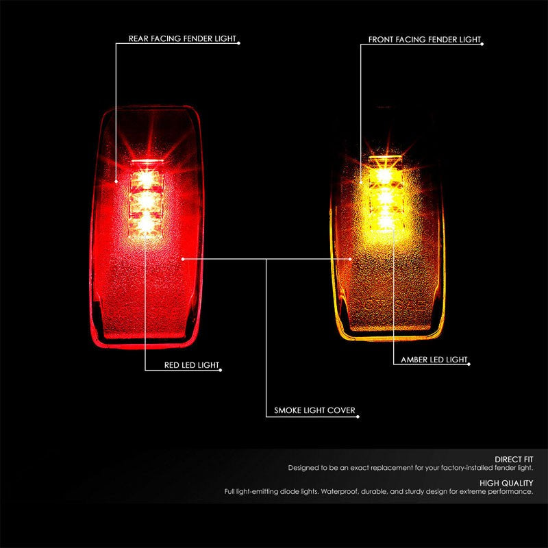 4x Smoke LED Clearance Side Marker Light For 94-02 Ram 2500/3500 Dually Fender-Lighting-BuildFastCar-BFC-SML-DOD94RAM-SM