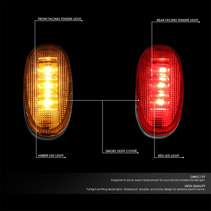 4x Smoke LED Clearance Side Marker Light For 11-18 Ford F-450 SD Dually Fender-Lighting-BuildFastCar-BFC-SML-FOR11SD-SM