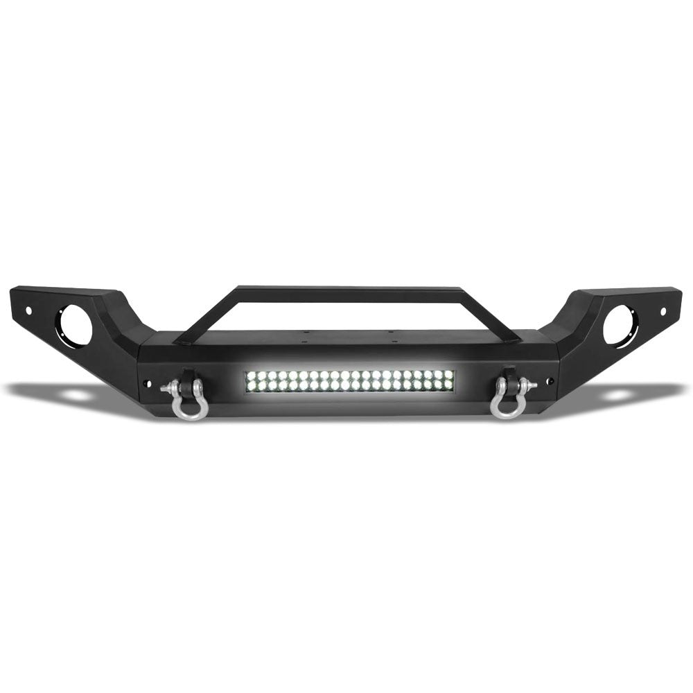 Black Steel Rolled Steel Front Bumper+Fog Light+Shackles For 18-19 Wrangler JL-Body Hardware/Replacement-BuildFastCar