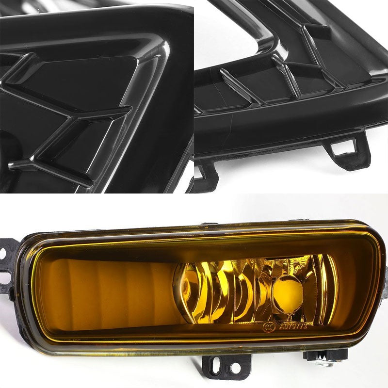 White/Amber Amber Lens DRL+Turn Signal+Black Fog Light Lamp+Wire For 15-17 Focus-Exterior-BuildFastCar