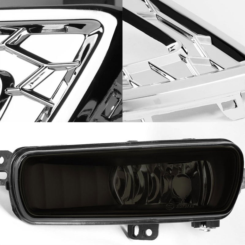 White/Amber Chrome Housing Smoke Lens DRL+Signal+Fog Light Lamp For 15-17 Focus-Exterior-BuildFastCar