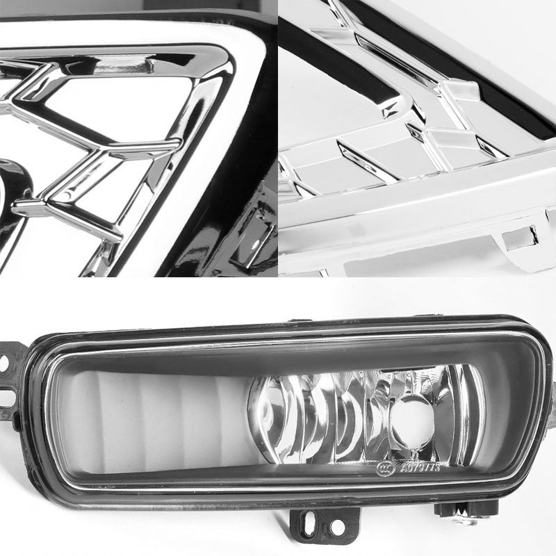 White/Amber Chrome Housing Clear Lens DRL+Signal+Fog Light Lamp For 15-17 Focus-Exterior-BuildFastCar