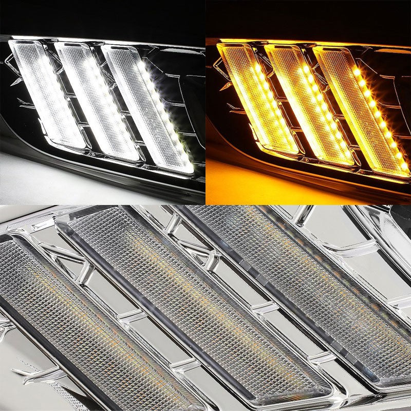 White/Amber Chrome Housing Amber Lens DRL+Signal+Fog Light Lamp For 15-17 Focus-Exterior-BuildFastCar