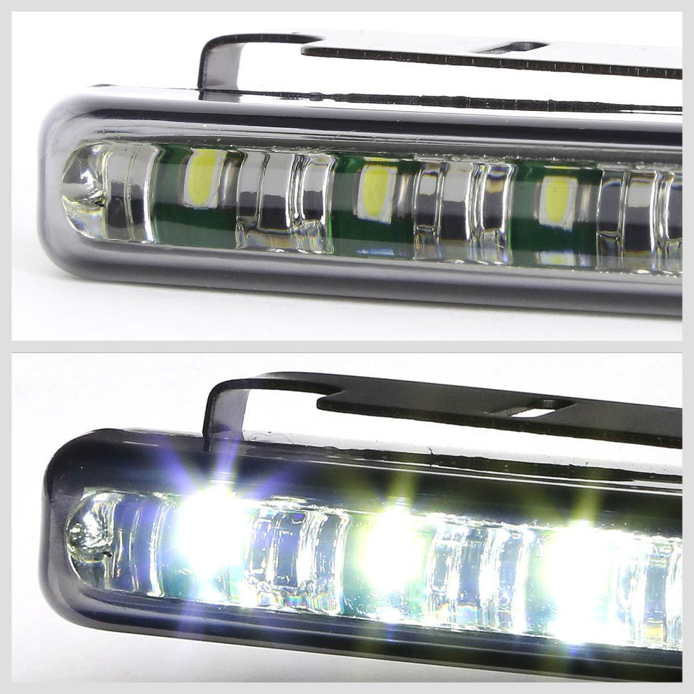 Smoke Lens 8 White LED Front Bumper Day Time Running Light Fog Lamp BFC-FOLK-LED8-SM