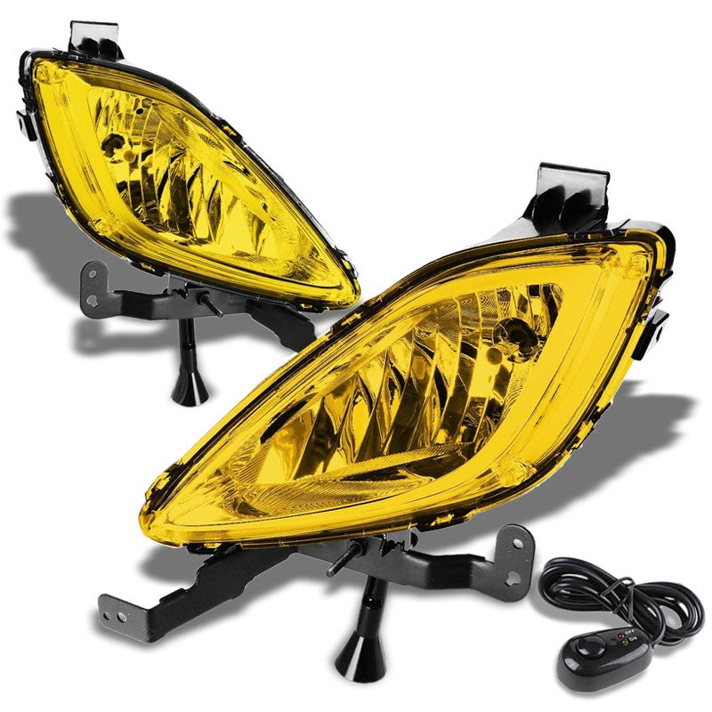 Front Bumper Driving Fog Light Kit Lamp+Bulbs Amber Lens For 11-13 Elantra 4Dr-Exterior-BuildFastCar