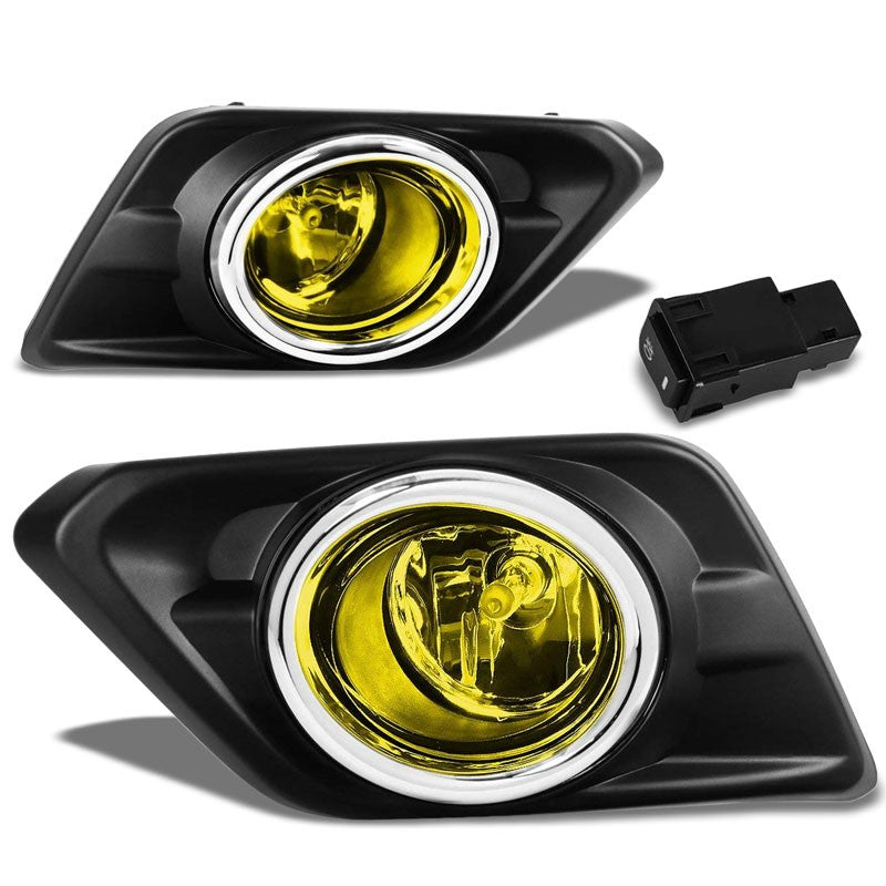 Front Bumper Replace Fog Light Lamp Chrome Bezel+Bulb Amber Lens For 14-16 Rogue-Exterior-BuildFastCar