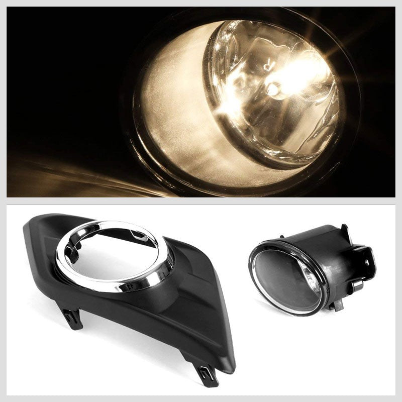 Front Bumper Replace Fog Light Lamp Chrome Bezel+Bulb Clear Lens For 14-16 Rogue-Exterior-BuildFastCar