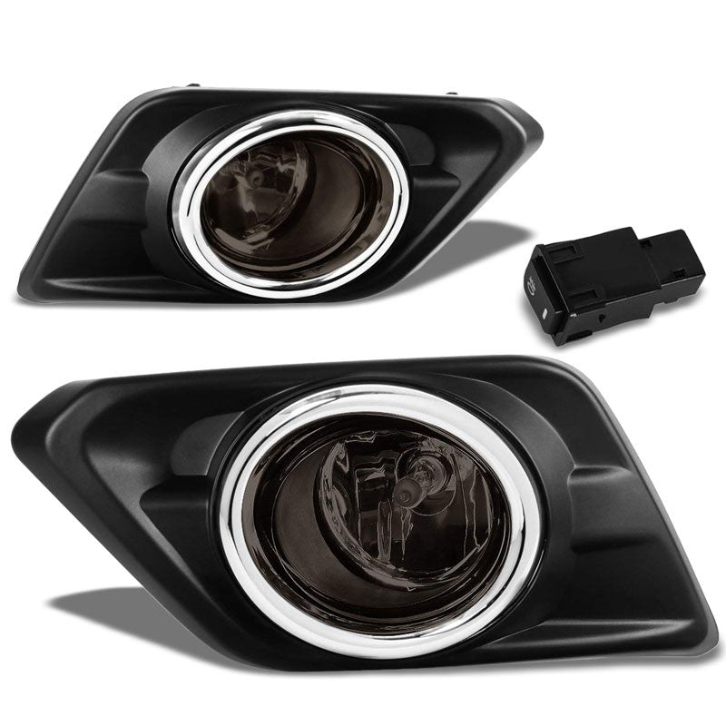 Front Bumper Replace Fog Light Lamp Chrome Bezel+Bulb Smoke Lens For 14-16 Rogue-Exterior-BuildFastCar