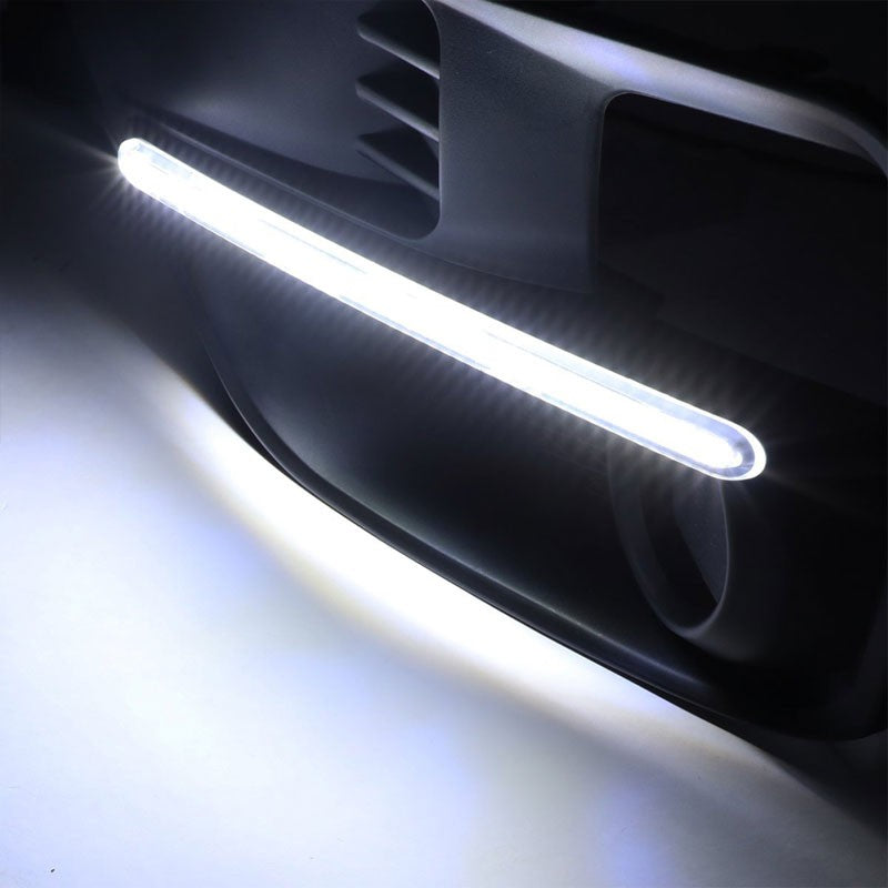 Front Black Fog Light Bezel+LED DRL Running Light Strip For 15-17 Subaru WRX/STI-Exterior-BuildFastCar