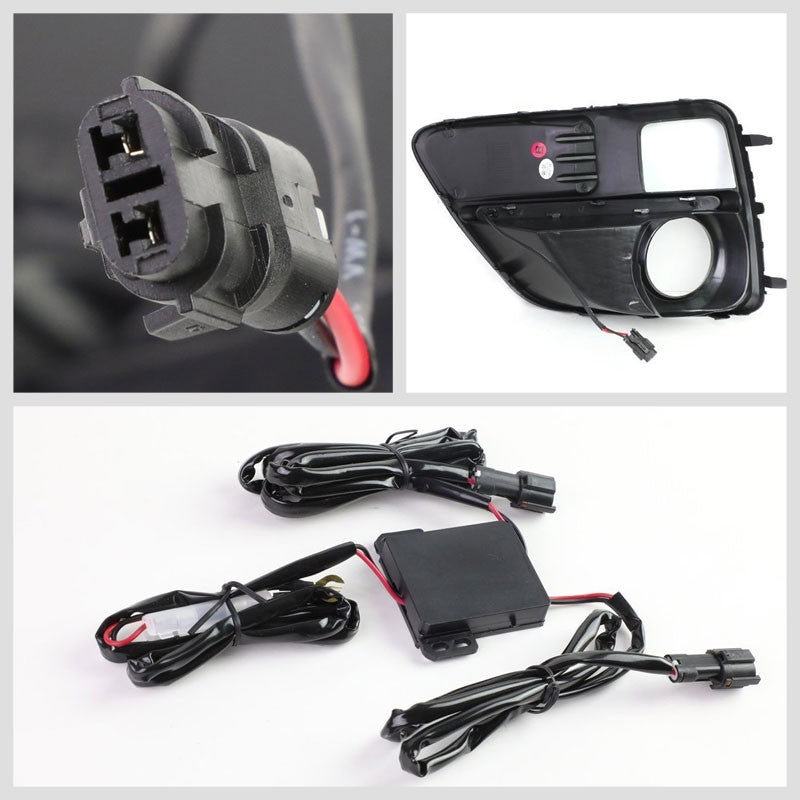 Front Black Fog Light Bezel+LED DRL Running Light Strip For 15-17 Subaru WRX/STI-Exterior-BuildFastCar