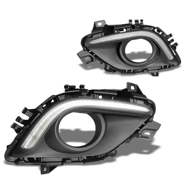 LED DRL/Turn Signal Front Bumper Fog Light Lamp Bezel Cover For 14-16 Mazda 6-Exterior-BuildFastCar