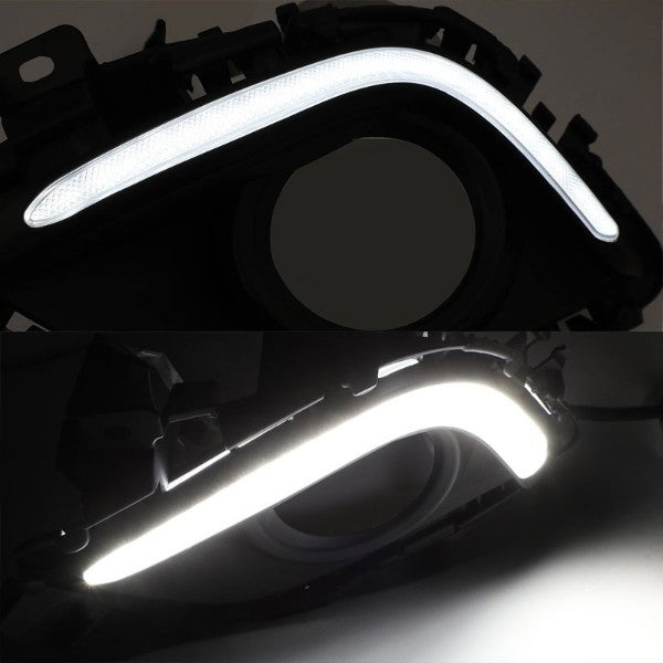 LED DRL/Turn Signal Front Bumper Fog Light Lamp Bezel Cover For 14-16 Mazda 6-Exterior-BuildFastCar