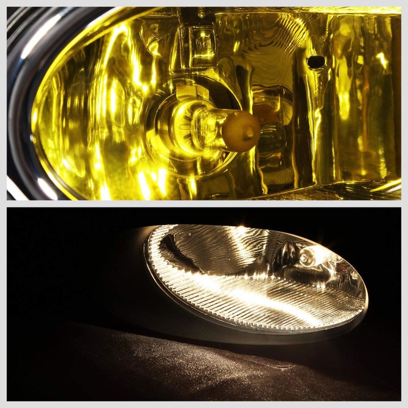 Front Bumper Replace Fog Light Lamp Chrome Bezel+Bulb Amber Len For 12 Civic 4Dr-Exterior-BuildFastCar