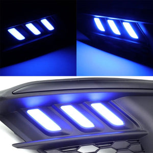 Mustang Style Blue LED DRL Bumper Fog Light Lamp Bezel Cover For 16-17 Civic-Exterior-BuildFastCar