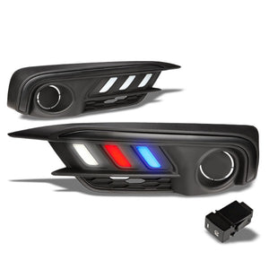 Mustang Style Red/White/Blue LED DRL Bumper Fog Light Bezel Lamp For 16-17 Civic-Exterior-BuildFastCar