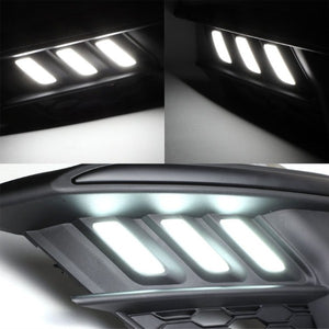 Mustang Style White LED DRL Bumper Fog Light Lamp Bezel Cover For 16-17 Civic-Exterior-BuildFastCar