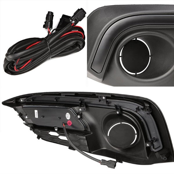Mustang Style White LED DRL Bumper Fog Light Lamp Bezel Cover For 16-17 Civic-Exterior-BuildFastCar