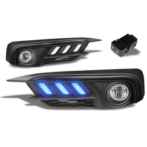 Mustang Style Blue LED DRL Bumper Fog Light Bezel Cover+Bulb For 16-17 Civic-Exterior-BuildFastCar