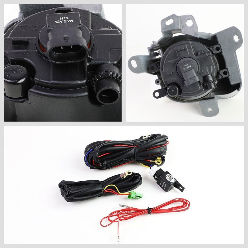 Front Bumper Driving Fog Light Lamp+Bezel H11 Bulbs Clear Lens For 10-12 Prius-Exterior-BuildFastCar