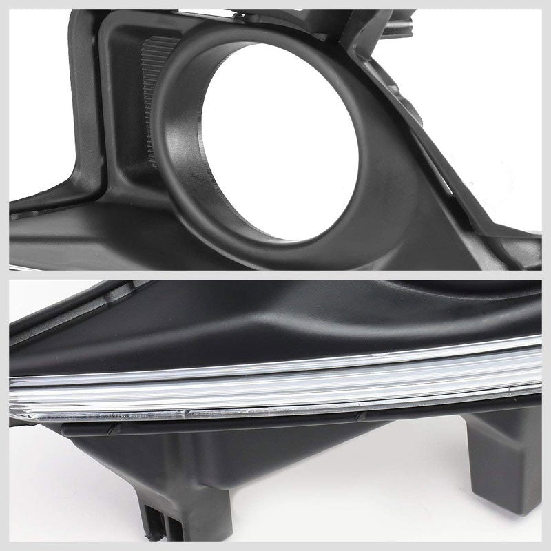 Front Black Fog Light Bezel+LED DRL Running Light Strip For 14-16 Highlander-Exterior-BuildFastCar