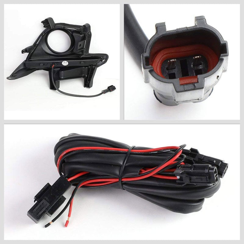 Front Black Fog Light Bezel+LED DRL Running Light Strip For 14-16 Highlander-Exterior-BuildFastCar