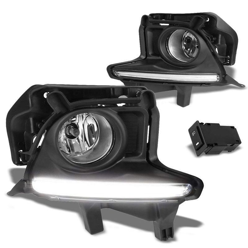 Front Bumper Driving Fog Light Lamp+LED DRL Bar Clear Lens For 14-16 Highlander-Exterior-BuildFastCar