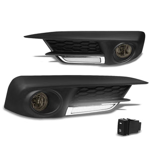 Front Bumper Driving Fog Light Lamp+LED DRL Bar Smoke Lens For 16-17 Civic 2/4D-Exterior-BuildFastCar
