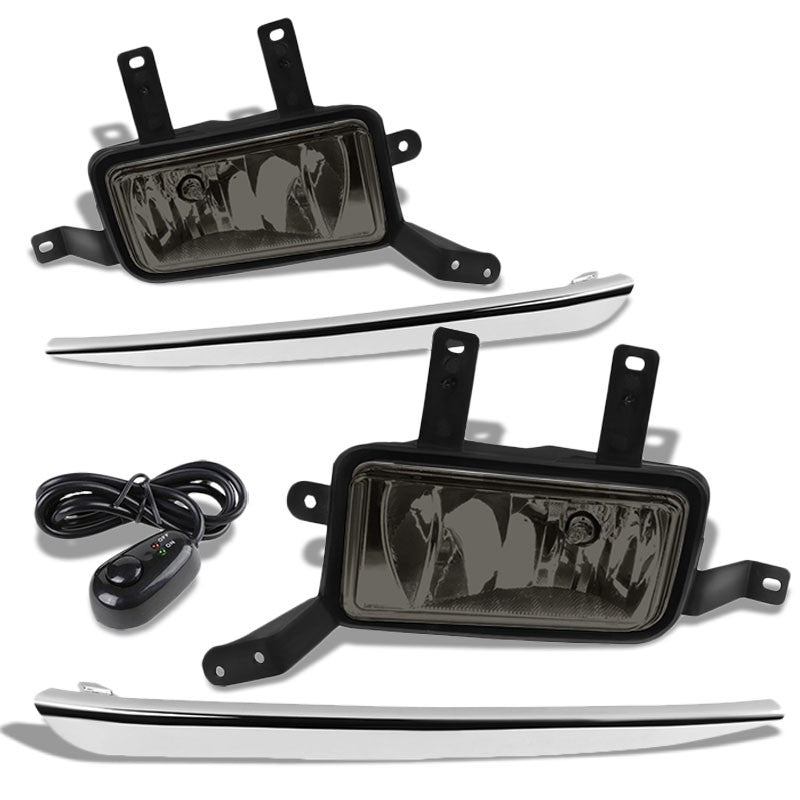 Front OE Fog Light Lamp+Chrome Bezel+Bulbs Smoke Lens For 15-18 Tahoe/Suburban-Exterior-BuildFastCar
