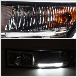 Front Bumper Driving Fog Light Lamp+LED DRL Bar Clear Lens For 07-14 ESCALADE-Exterior-BuildFastCar
