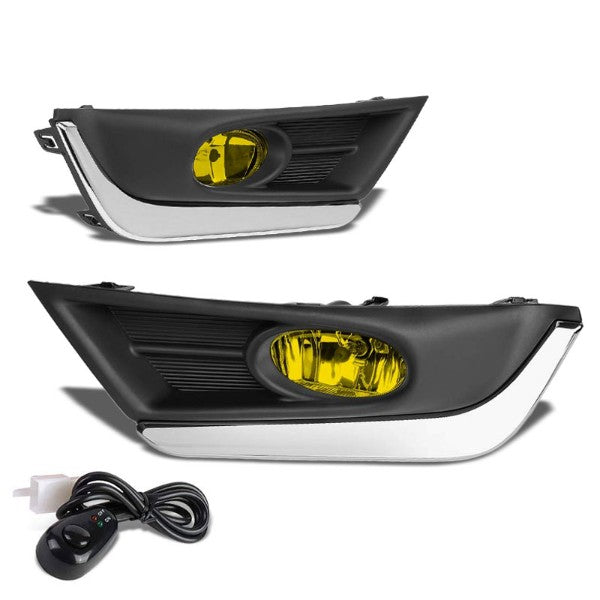 Amber Lens Front Driving Fog Light Lamp With Chrome Trim+Switch For 17-18 CR-V-Exterior-BuildFastCar