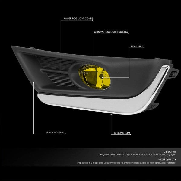 Amber Lens Front Driving Fog Light Lamp With Chrome Trim+Switch For 17-18 CR-V-Exterior-BuildFastCar
