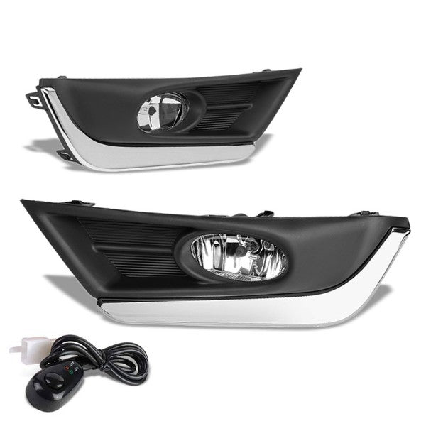 Clear Lens Front Driving Fog Light Lamp With Chrome Trim+Switch For 17-18 CR-V-Exterior-BuildFastCar