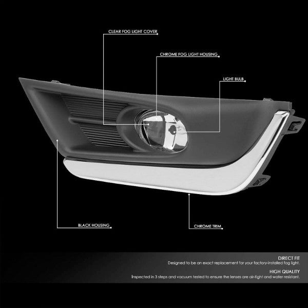 Clear Lens Front Driving Fog Light Lamp With Chrome Trim+Switch For 17-18 CR-V-Exterior-BuildFastCar