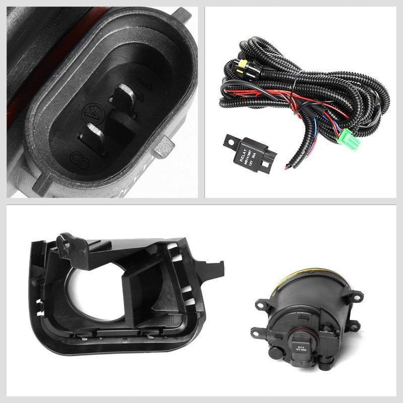 Front Bumper Drive Fog Light Lamp Black Bezel+Bulbs Amber Lens For 12-14 Prius C-Exterior-BuildFastCar