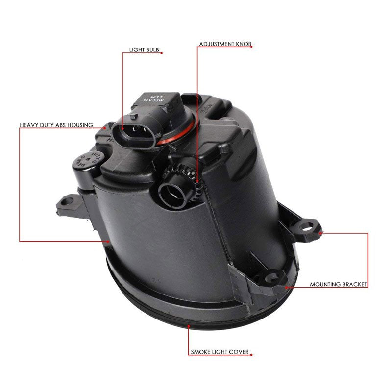Front Bumper Drive Fog Light Lamp Black Bezel+Bulbs Smoke Lens For 12-14 Prius C-Exterior-BuildFastCar