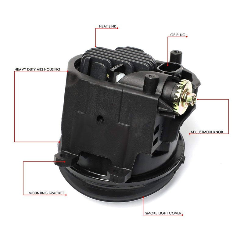 Front Fog Light Lamp Kit+Chrome Bezel 12V 6000K LED Smoke Lens For 11-13 Corolla-Exterior-BuildFastCar