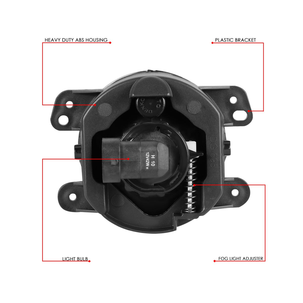 Clear Lens Front Bumper Fog Light Lamp 05+ PT Cruiser Journey Wrangler BFC-FOLK-365-CH