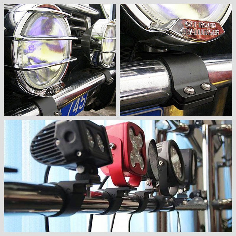 2PC BLK Fog Light/Tube/Bar T1 Mount Clamp Bracket 2"OD Bull Bar/Roof Rack/Guard-Exterior-BuildFastCar