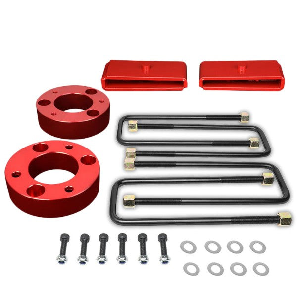 3&quot; F/1&quot; R Red High Mount Leveling Kit Spacer/Block For 07-17 Silverado 1500-Suspension-BuildFastCar