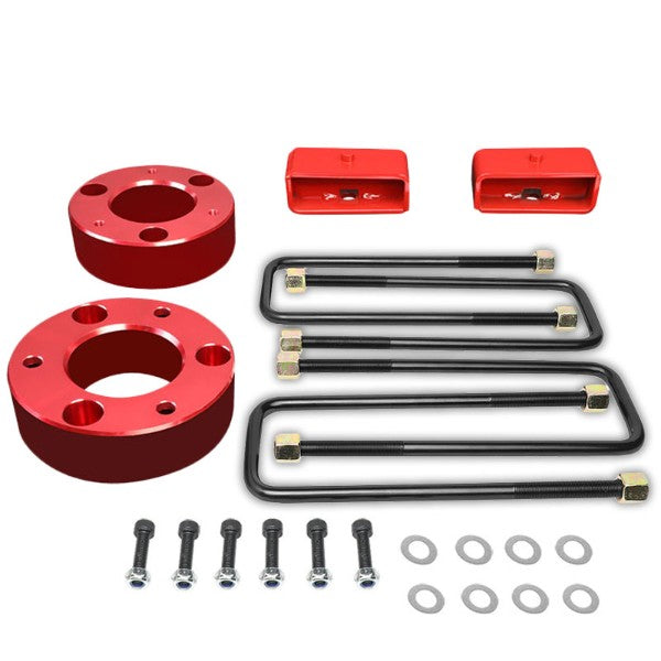 3&quot; F/2&quot; R Red High Mount Leveling Kit Spacer/Block For 07-17 Silverado 1500-Suspension-BuildFastCar