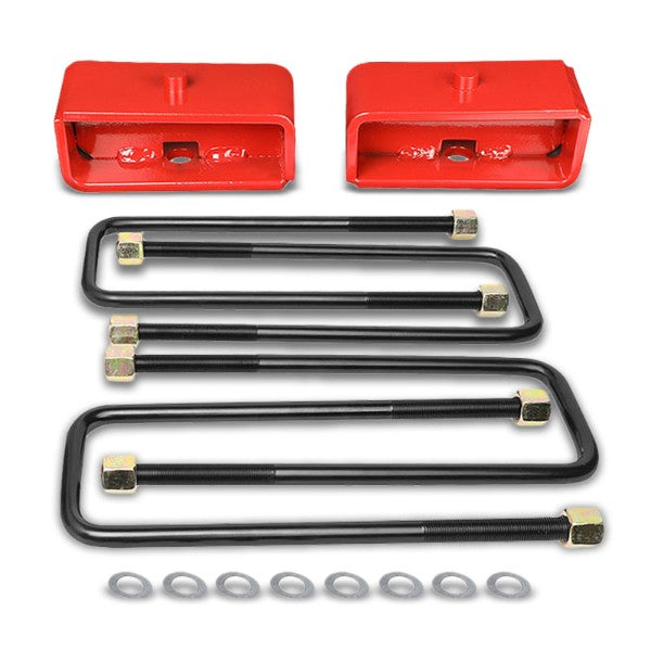2" Rear Red Leaf Spring Mount Leveling Lift Kit Block For 99-17 Silverado 1500-Suspension-BuildFastCar